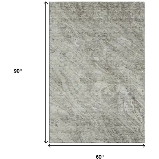 Taupe And Ivory Abstract Washable Area Rug With UV Protection Photo 3