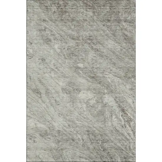 Taupe And Ivory Abstract Washable Area Rug With UV Protection Photo 1
