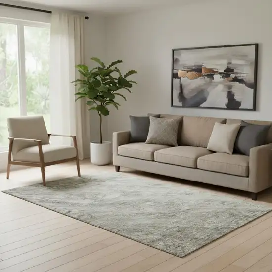 Taupe And Ivory Abstract Washable Area Rug With UV Protection Photo 1