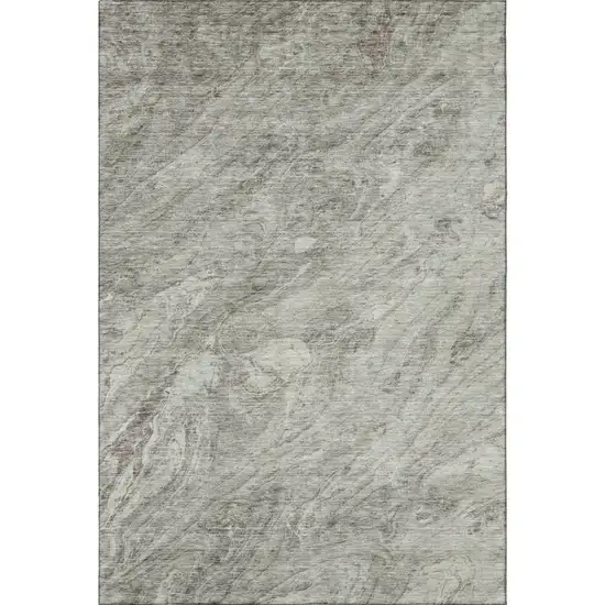Taupe And Ivory Abstract Washable Area Rug With UV Protection Photo 4