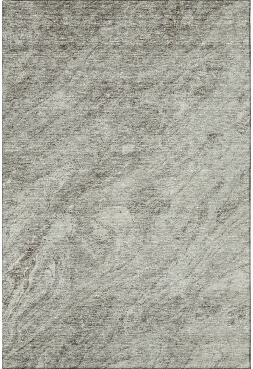 Taupe And Ivory Abstract Washable Area Rug With UV Protection Photo 4