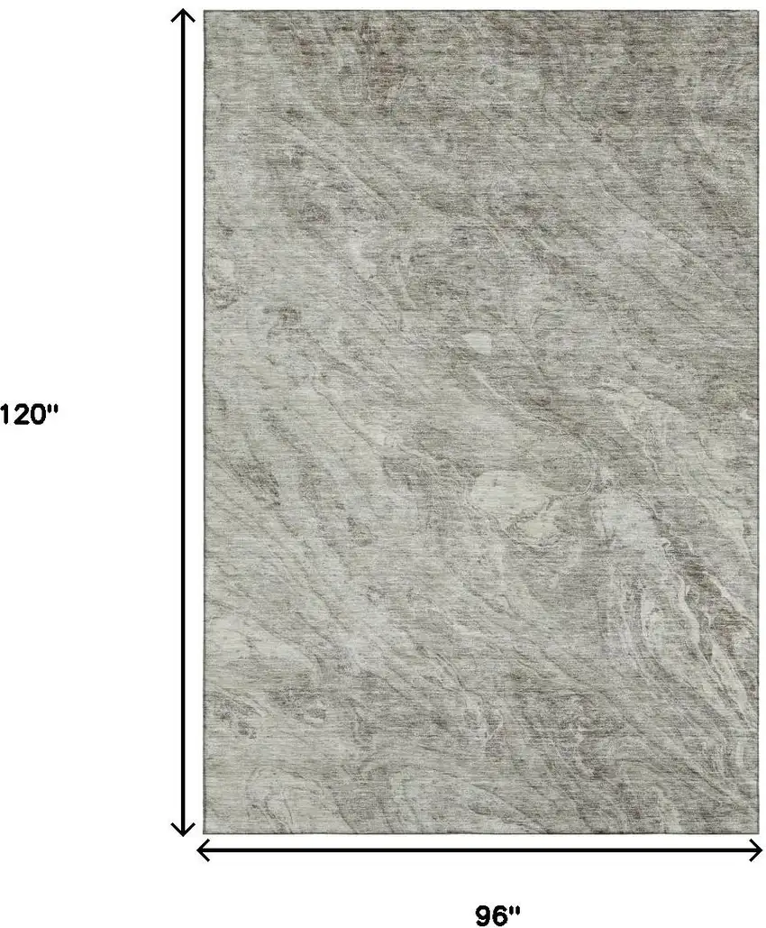 Taupe And Ivory Abstract Washable Area Rug With UV Protection Photo 6