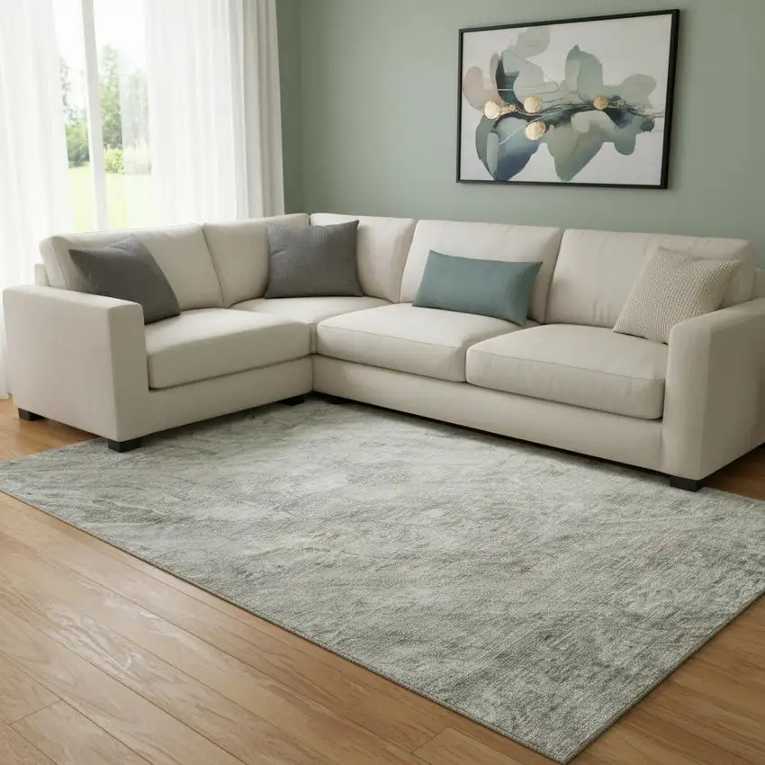 Taupe And Ivory Abstract Washable Area Rug With UV Protection Photo 1