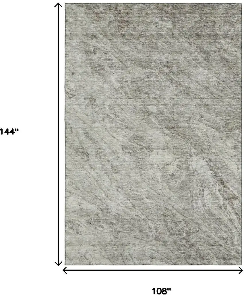 Taupe And Ivory Abstract Washable Area Rug With UV Protection Photo 5