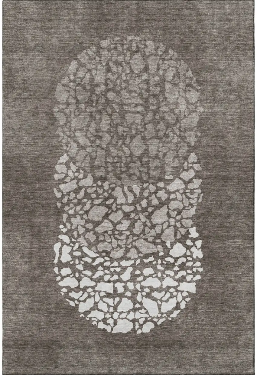 Taupe And Ivory Abstract Washable Area Rug With UV Protection Photo 3