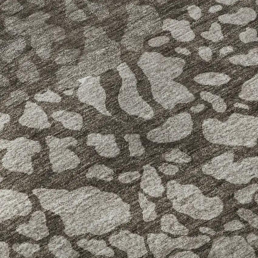 Taupe And Ivory Abstract Washable Area Rug With UV Protection Photo 8