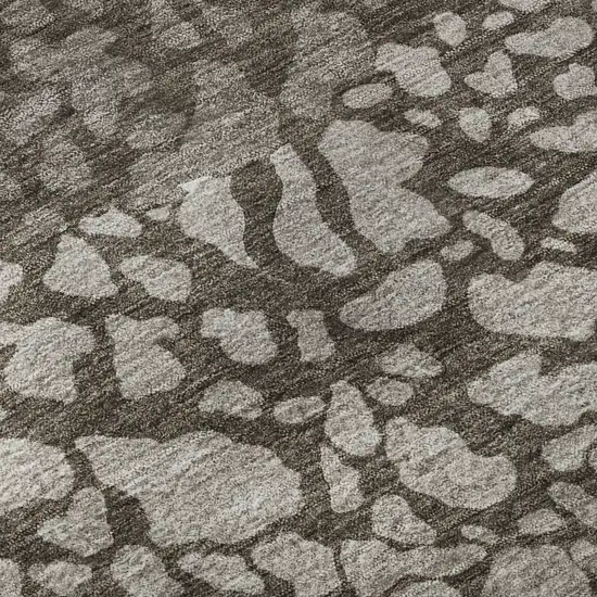 Taupe And Ivory Abstract Washable Area Rug With UV Protection Photo 8