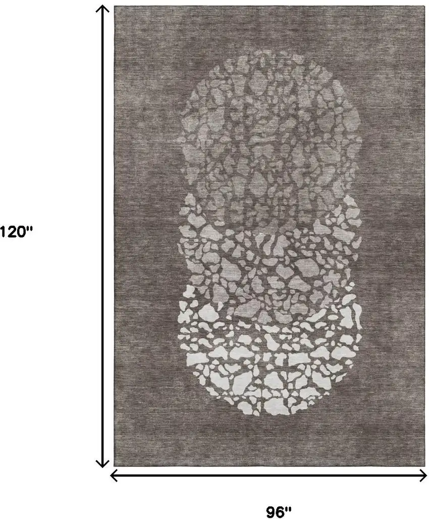 Taupe And Ivory Abstract Washable Area Rug With UV Protection Photo 9