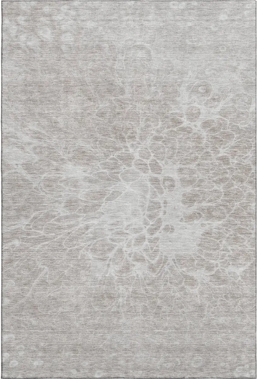 Taupe And Ivory Abstract Washable Area Rug With UV Protection Photo 1