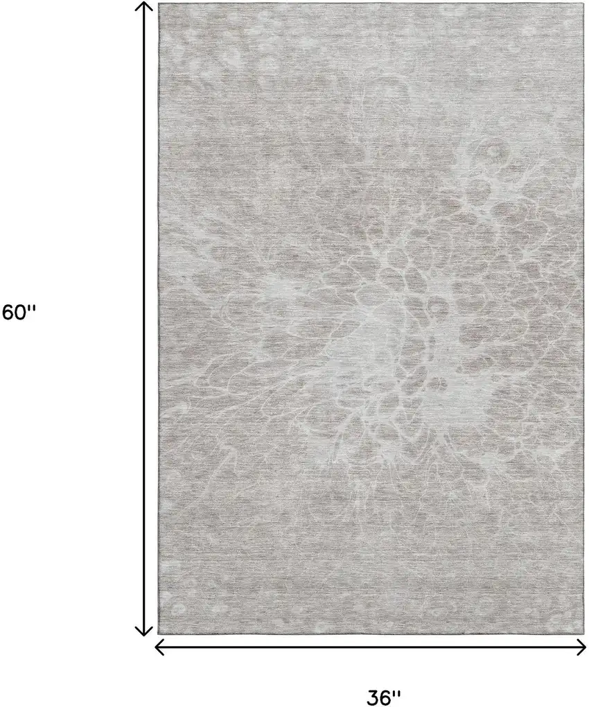 Taupe And Ivory Abstract Washable Area Rug With UV Protection Photo 8