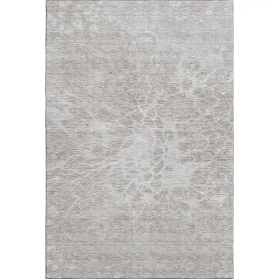Taupe And Ivory Abstract Washable Area Rug With UV Protection Photo 1