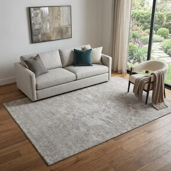 Taupe And Ivory Abstract Washable Area Rug With UV Protection Photo 1