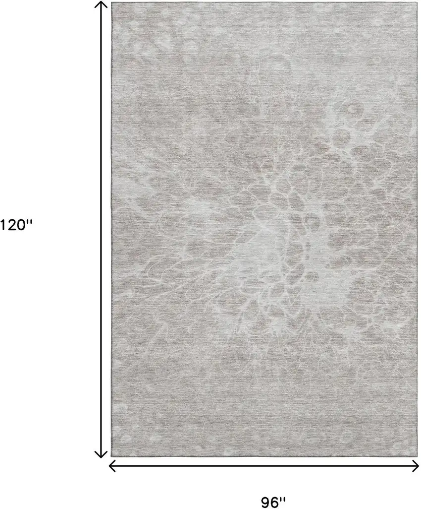 Taupe And Ivory Abstract Washable Area Rug With UV Protection Photo 3