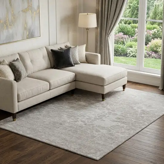 Taupe And Ivory Abstract Washable Area Rug With UV Protection Photo 1