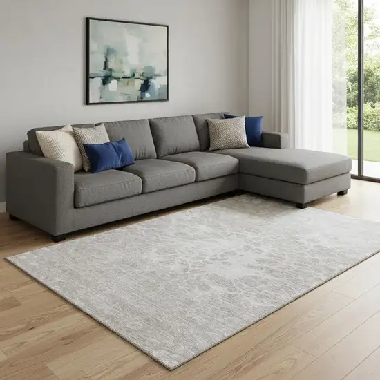 Taupe And Ivory Abstract Washable Area Rug With UV Protection Photo 2