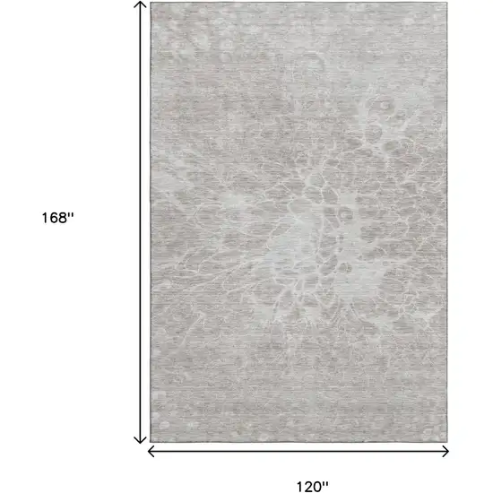 Taupe And Ivory Abstract Washable Area Rug With UV Protection Photo 3