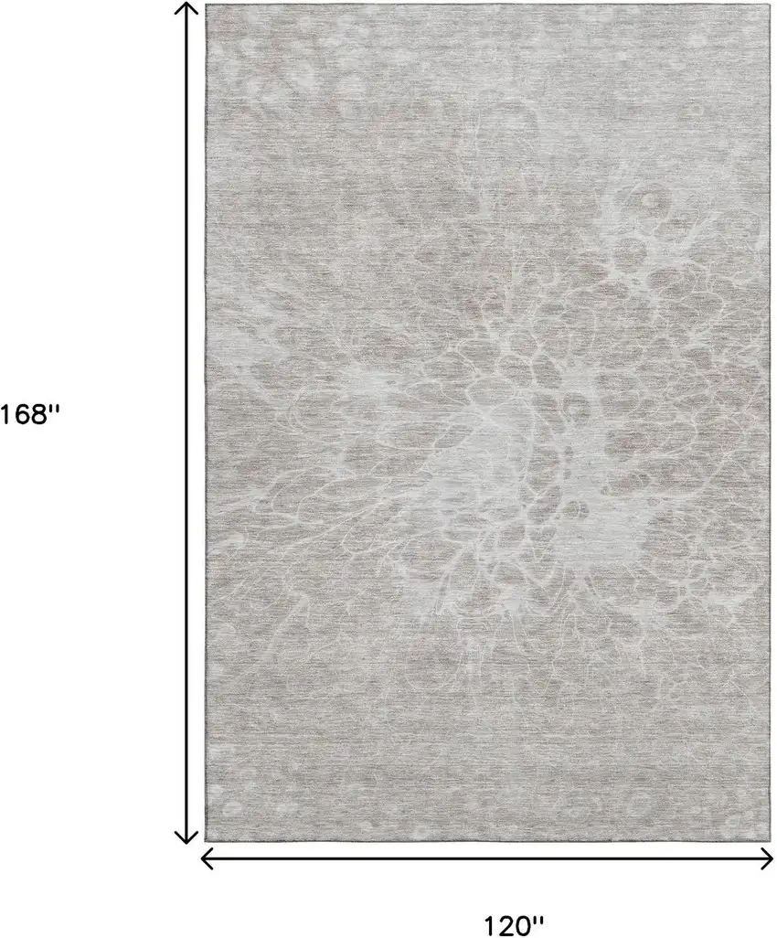 Taupe And Ivory Abstract Washable Area Rug With UV Protection Photo 3