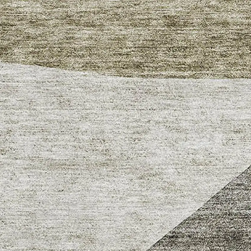 Taupe And Ivory Abstract Washable Area Rug With UV Protection Photo 2