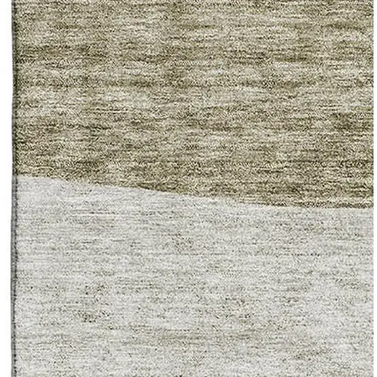 Taupe And Ivory Abstract Washable Area Rug With UV Protection Photo 2