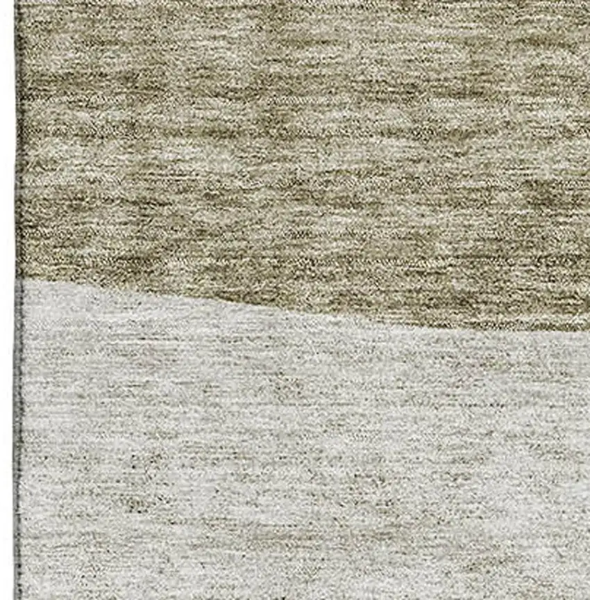 Taupe And Ivory Abstract Washable Area Rug With UV Protection Photo 2