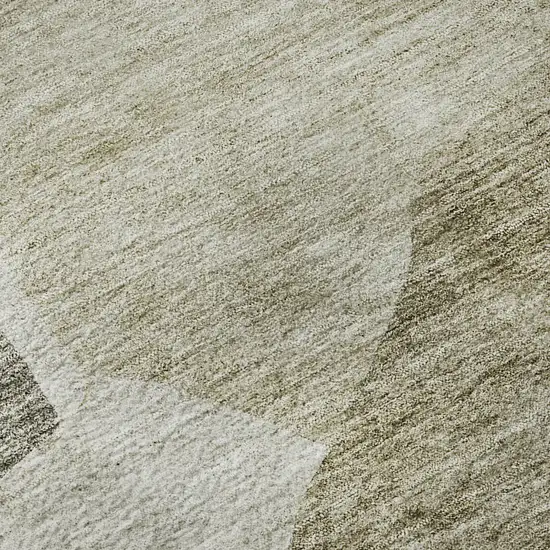 Taupe And Ivory Abstract Washable Area Rug With UV Protection Photo 9