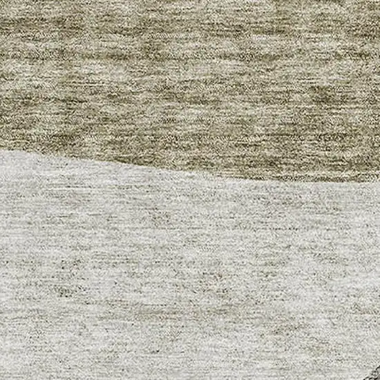 Taupe And Ivory Abstract Washable Area Rug With UV Protection Photo 2