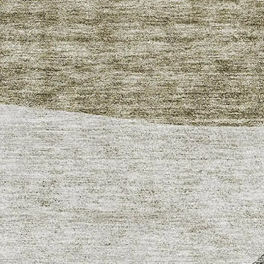 Taupe And Ivory Abstract Washable Area Rug With UV Protection Photo 2