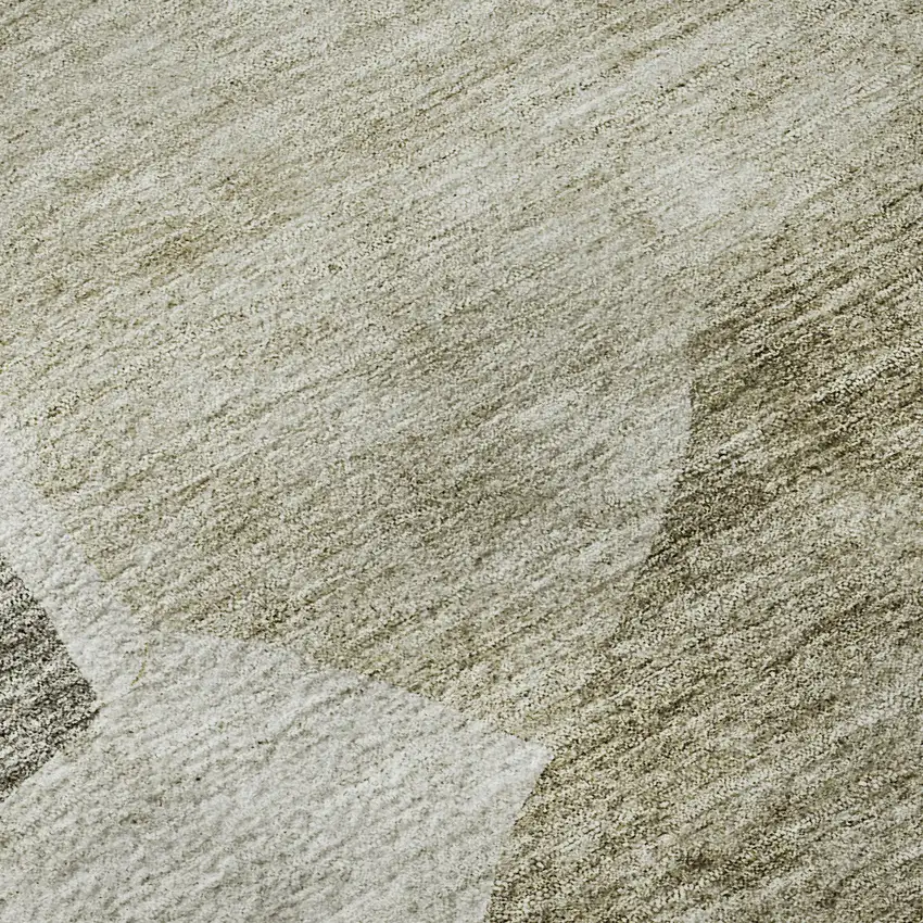 Taupe And Ivory Abstract Washable Area Rug With UV Protection Photo 8