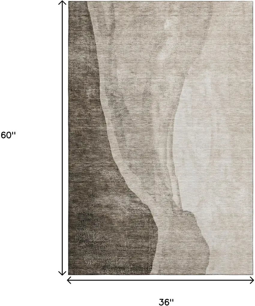 Taupe And Ivory Abstract Washable Area Rug With UV Protection Photo 7