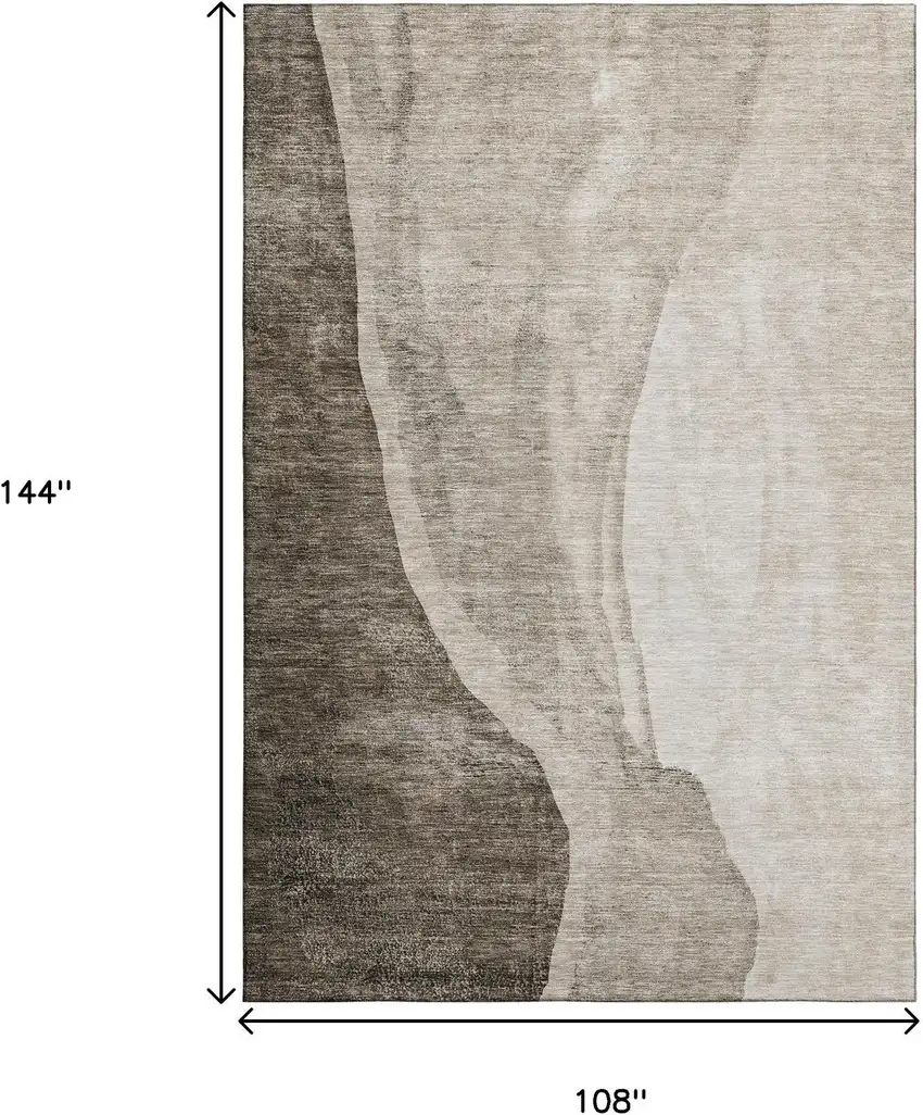 Taupe And Ivory Abstract Washable Area Rug With UV Protection Photo 3