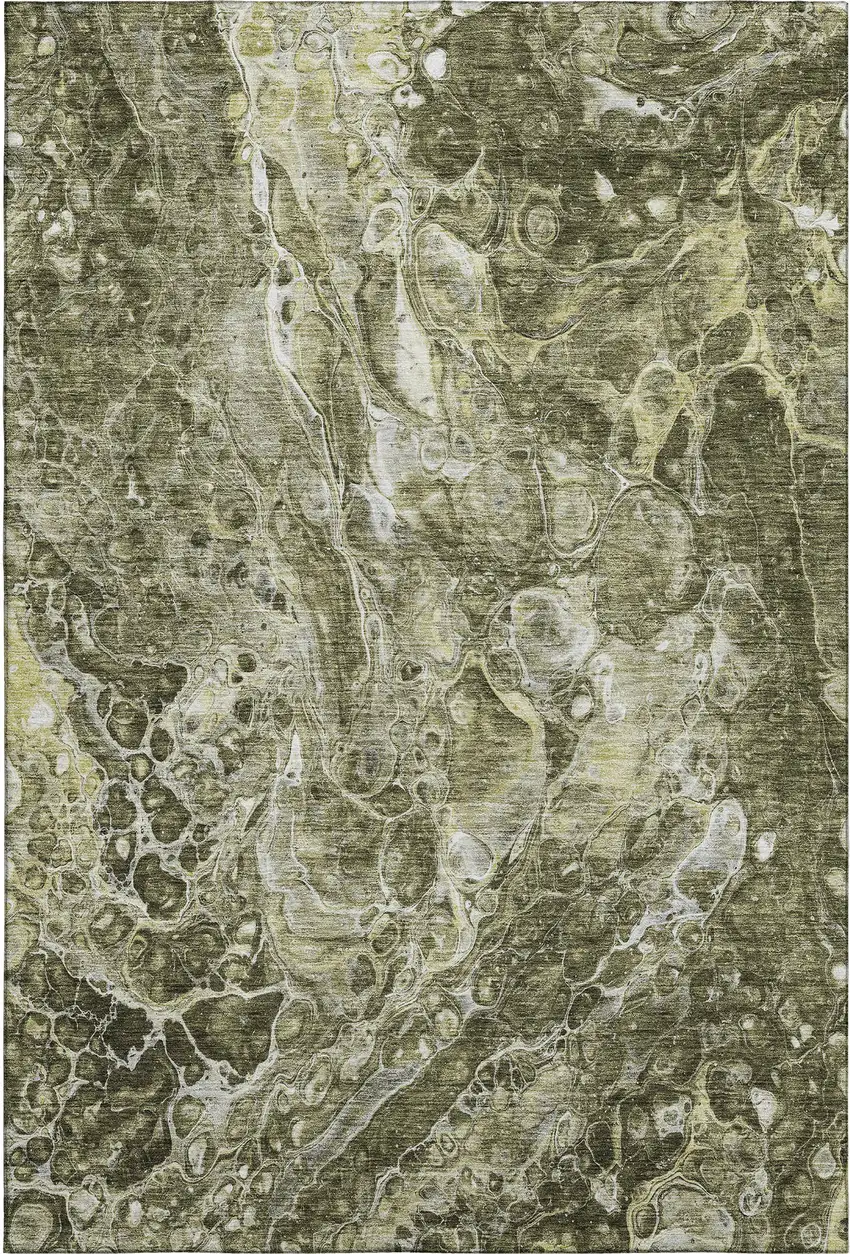 Taupe And Ivory Abstract Washable Area Rug With UV Protection Photo 1