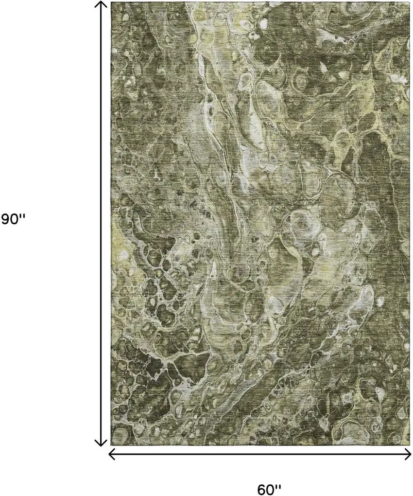 Taupe And Ivory Abstract Washable Area Rug With UV Protection Photo 3