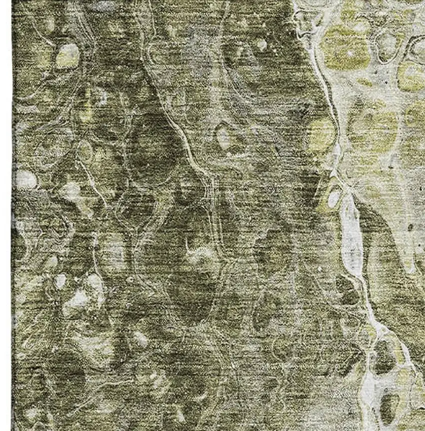 Taupe And Ivory Abstract Washable Area Rug With UV Protection Photo 2