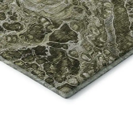 Taupe And Ivory Abstract Washable Area Rug With UV Protection Photo 7