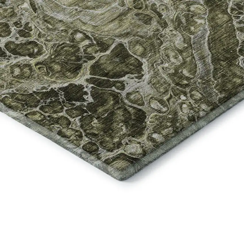 Taupe And Ivory Abstract Washable Area Rug With UV Protection Photo 7