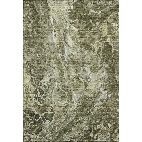 Taupe And Ivory Abstract Washable Area Rug With UV Protection Photo 1