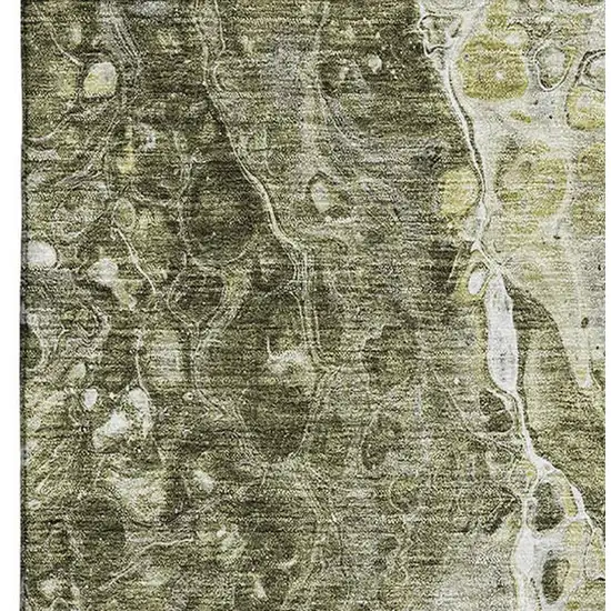 Taupe And Ivory Abstract Washable Area Rug With UV Protection Photo 3
