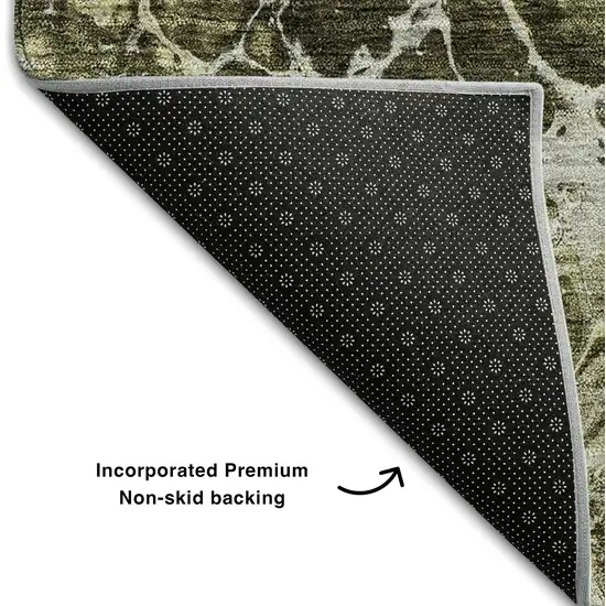 Taupe And Ivory Abstract Washable Area Rug With UV Protection Photo 6