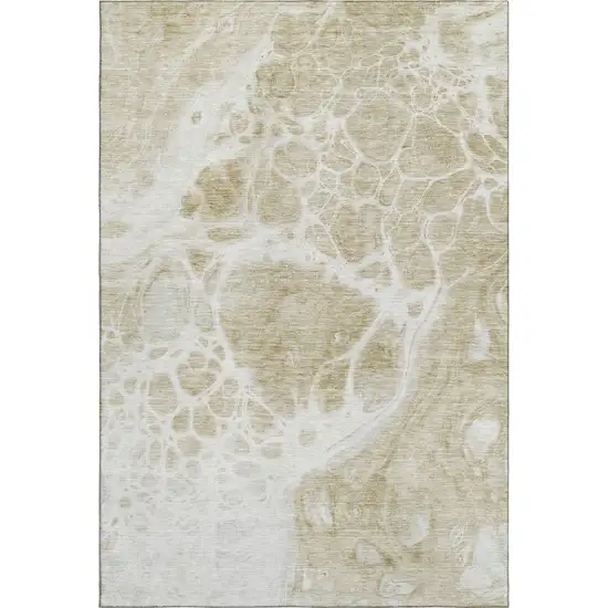 Taupe And Ivory Abstract Washable Area Rug With UV Protection Photo 5