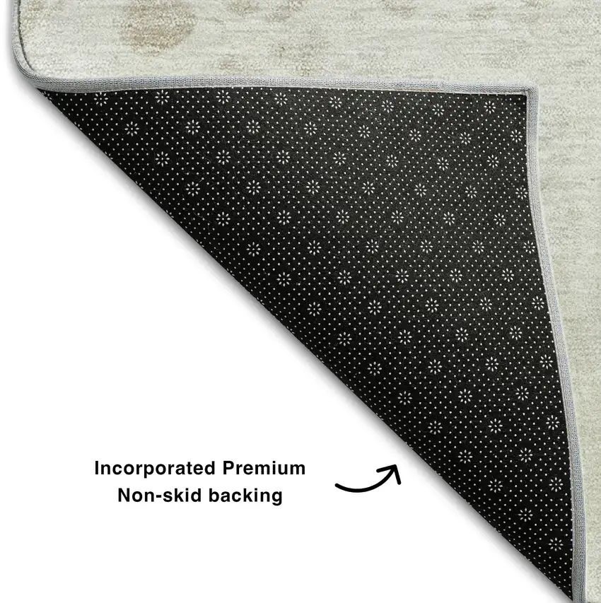 Taupe And Ivory Abstract Washable Area Rug With UV Protection Photo 5