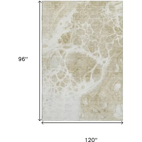 Taupe And Ivory Abstract Washable Area Rug With UV Protection Photo 3