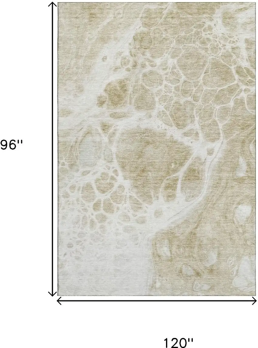 Taupe And Ivory Abstract Washable Area Rug With UV Protection Photo 3