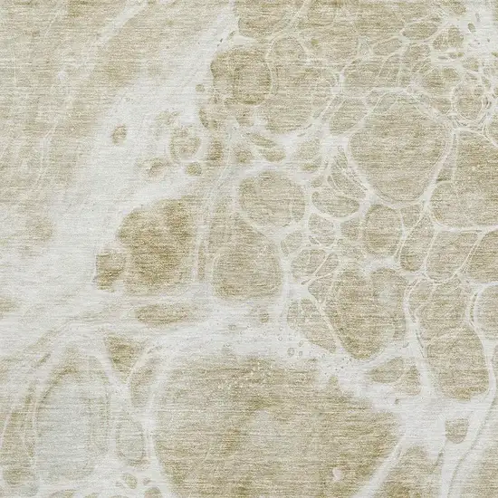 Taupe And Ivory Abstract Washable Area Rug With UV Protection Photo 4