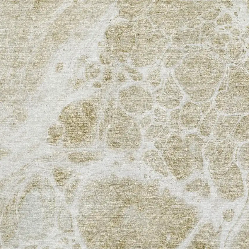 Taupe And Ivory Abstract Washable Area Rug With UV Protection Photo 4