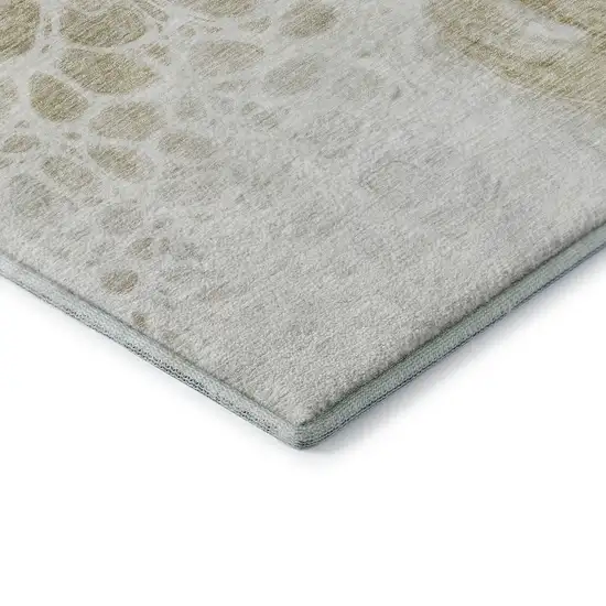 Taupe And Ivory Abstract Washable Area Rug With UV Protection Photo 7
