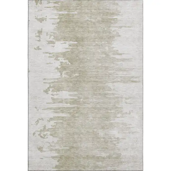 Taupe And Ivory Abstract Washable Area Rug With UV Protection Photo 1