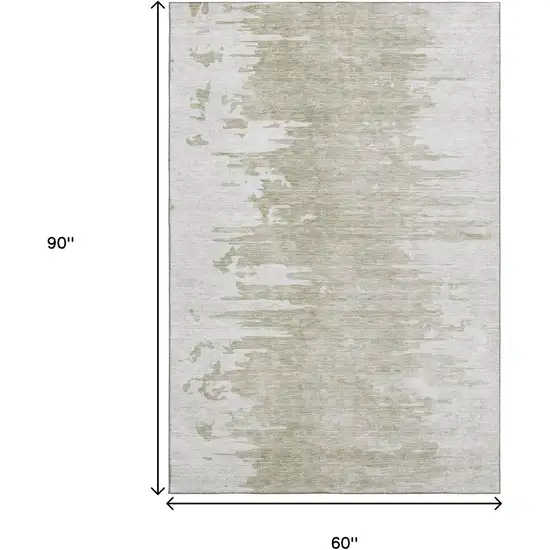 Taupe And Ivory Abstract Washable Area Rug With UV Protection Photo 3