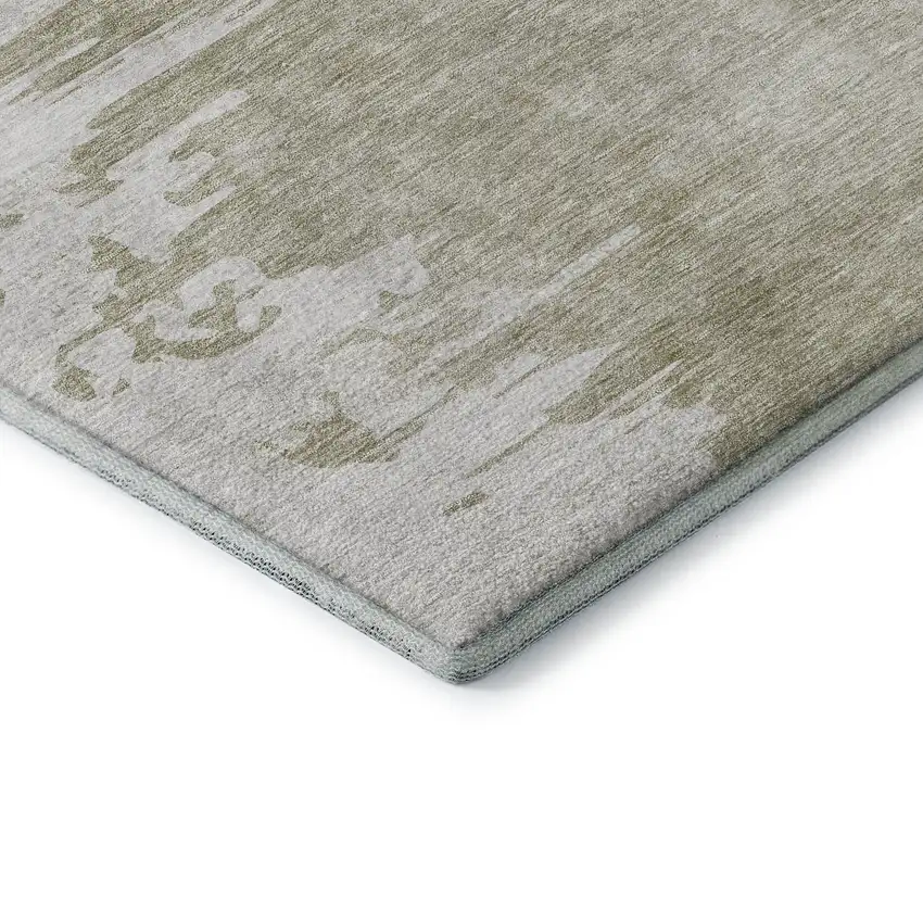 Taupe And Ivory Abstract Washable Area Rug With UV Protection Photo 7