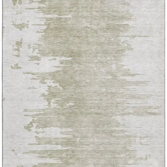 Taupe And Ivory Abstract Washable Area Rug With UV Protection Photo 3