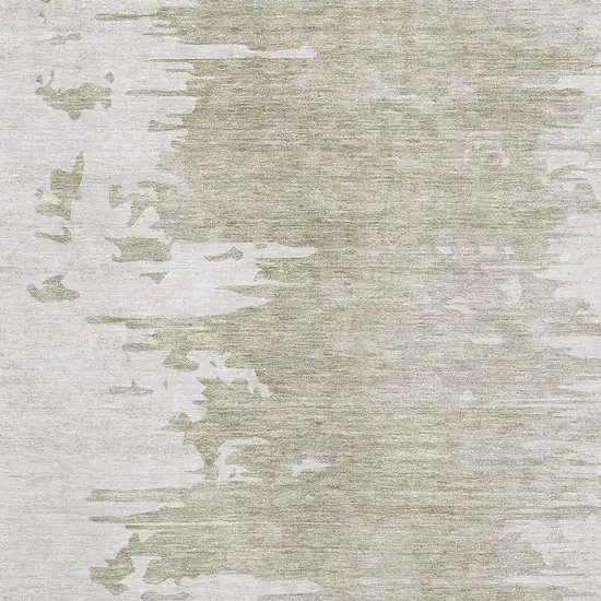 Taupe And Ivory Abstract Washable Area Rug With UV Protection Photo 2